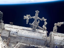 Dextre robot working on the International Space Station